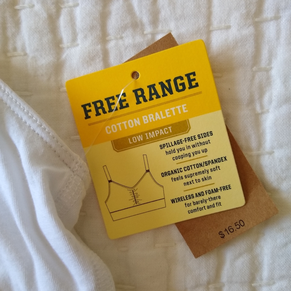NWT Organic Cotton Bralette white M wireless soft